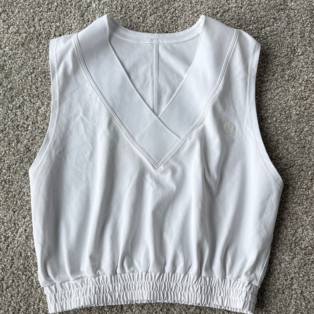 Lululemon Athletica White V-Neck Tank Top